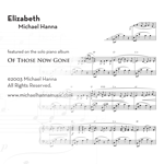 Elizabeth - solo piano sheet music